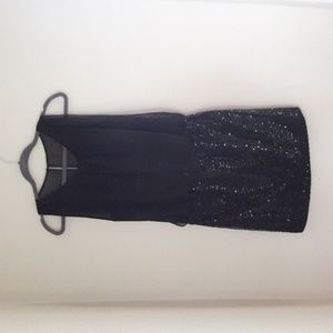 Andrianna Papell sleeveless sequin slip dress shear overlay on top size 4